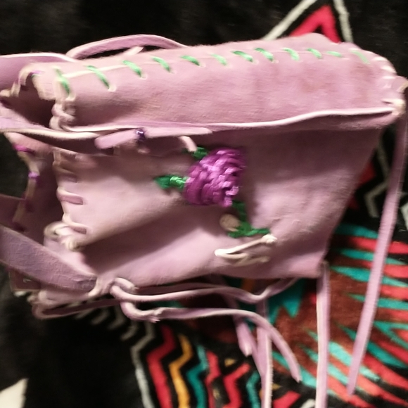 Purple Ombre So Soft Small Leather Bag- riding bag - Picture 4 of 7